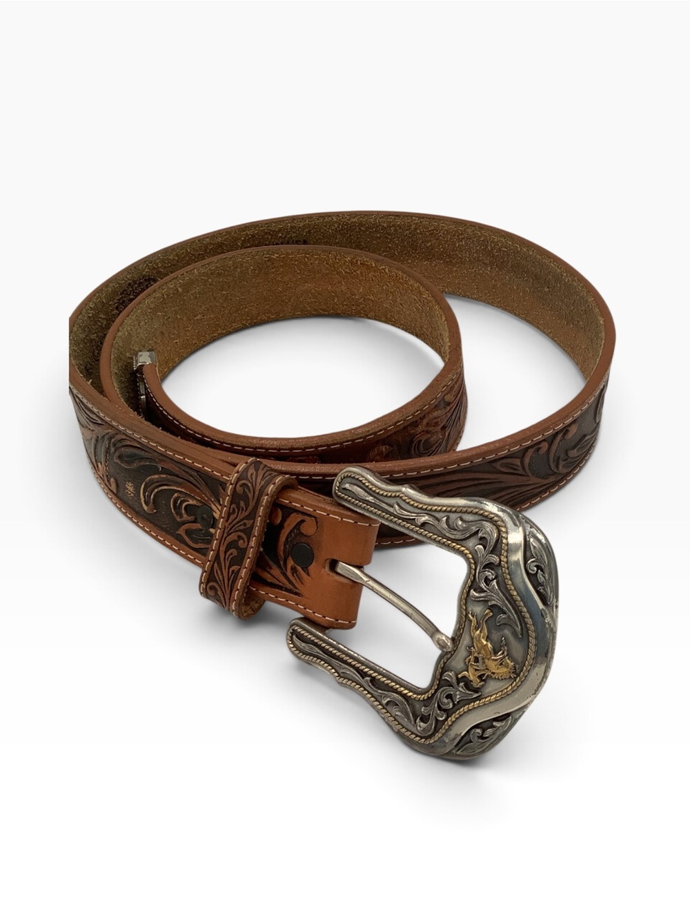 Tony Lama Brown Leather Western Belt Sz 42